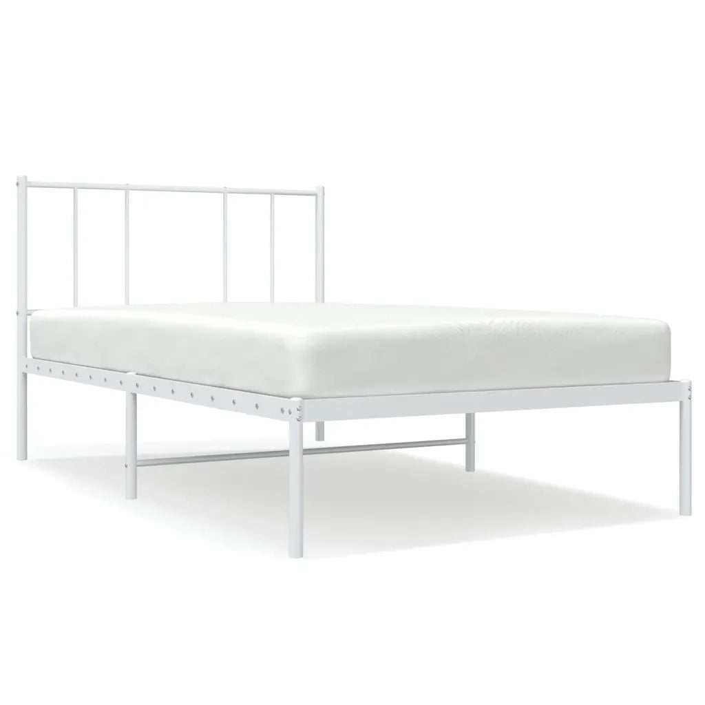 Giroletto senza Materasso con Testiera-Struttura Letto Metallo Bianco 75x190 cm 724642