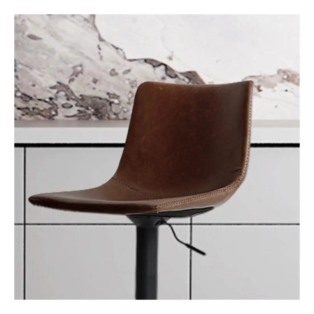 Sgabello da bar SOUL - PU marrone - Altezza regolabile 88-109 cm - Piedi in metallo - Stile vintage