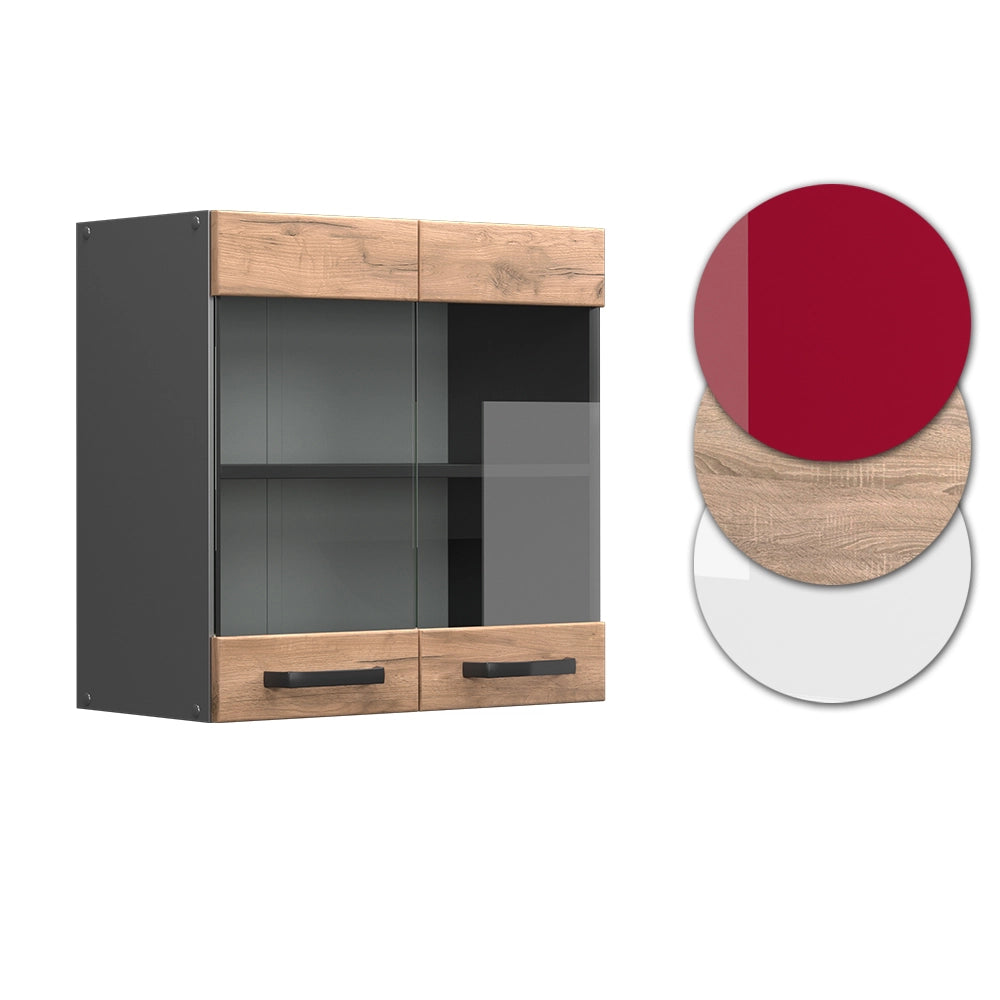Vicco Mobile da cucina in vetro Quercia dorata 60 cm
