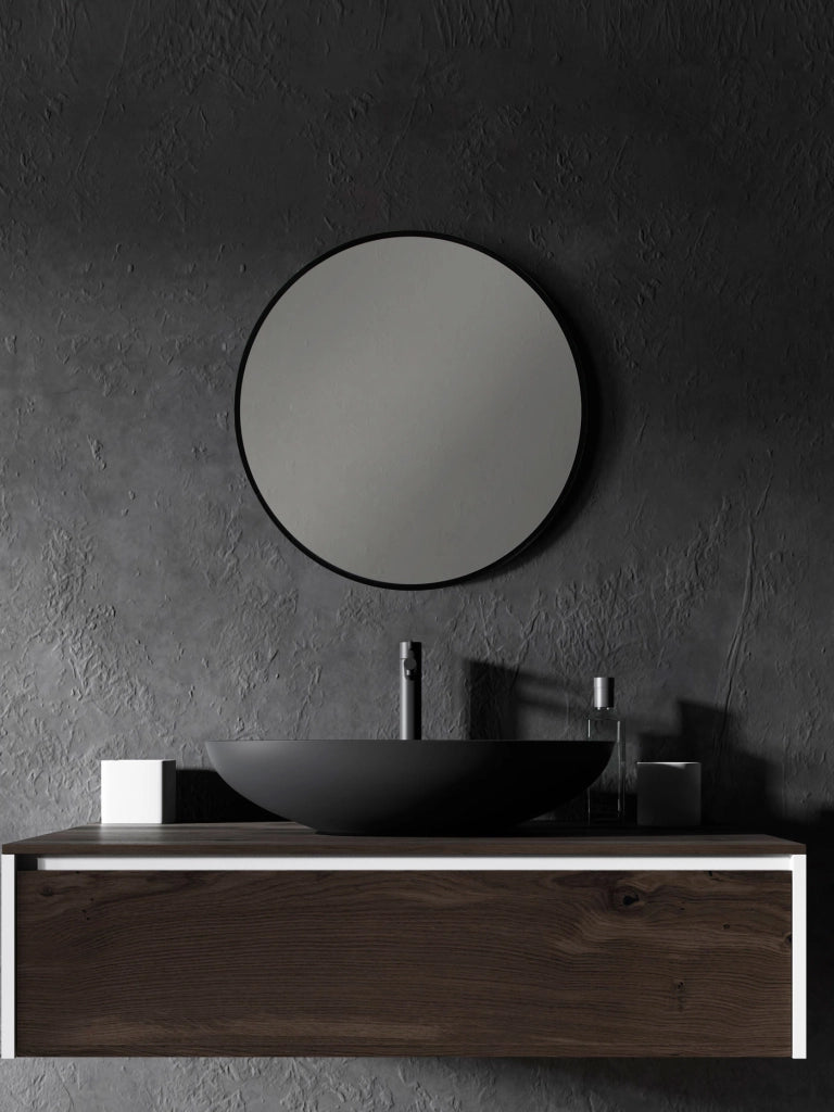 Specchio rotondo Hispanohogar alluminio nero 60x60x5