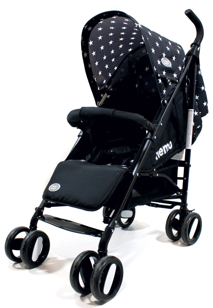 Passeggino Leggero per Bambini Pieghevole con Borsa Nemo Nero con Stelle