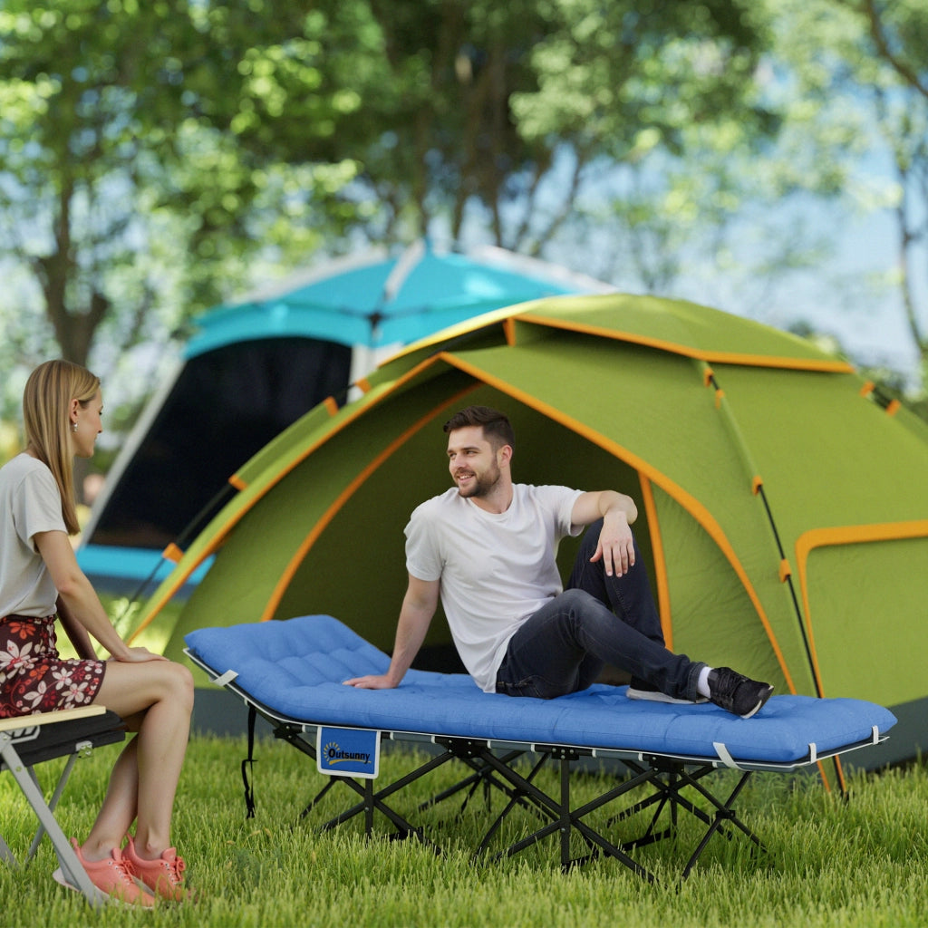 Letto da campeggio pieghevole con materasso ¨C zephmum ¨C blu scuro 185x68x37 cm