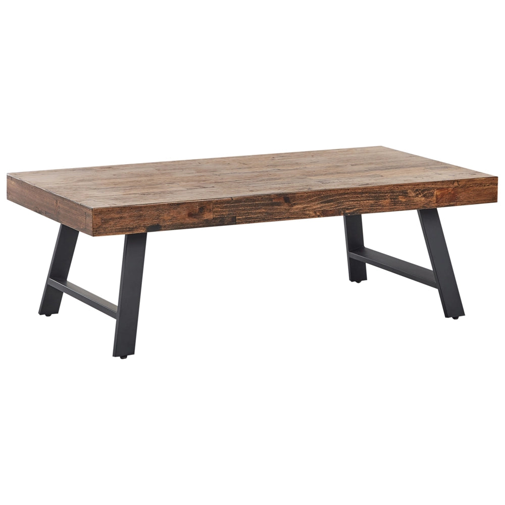 Tavolo da pranzo in legno di pino scuro MDF 130 x 70 cm Gambe stabili in metallo nero Sala da pranzo Soggiorno Stile industriale