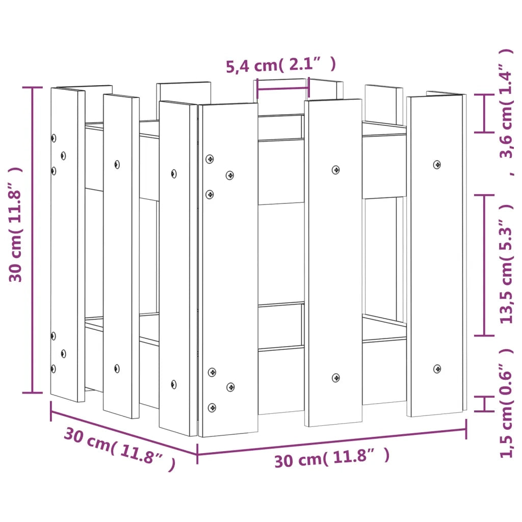 Fioriera Giardino Design Recinzione 30x30x30cm Massello Douglas 832445