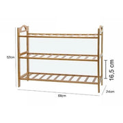 Trade Shop - Scarpiera Porta Scarpe 3 Ripiani Piani Legno Bamboo Bambu Scaffale Mobile 69412 -
