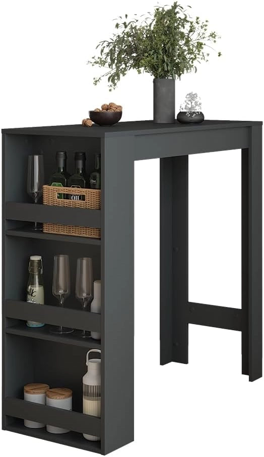 Tavolo da bar Repose, Antracite, 45 x 110 cm, con vani portaoggetti per la conservazione di utensili da cucina