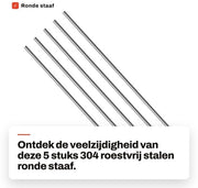 Tondino in Acciaio Inossidabile 304 di 1,5 mm x 200 mm - Asta di Acciaio Inossidabile - Tondini di Acciaio - Duratura - Adatto per Modellismo - Sicuro da Utilizzare