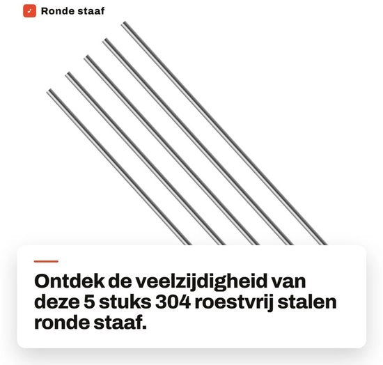 Tondino in Acciaio Inossidabile 304 di 1,5 mm x 200 mm - Asta di Acciaio Inossidabile - Tondini di Acciaio - Duratura - Adatto per Modellismo - Sicuro da Utilizzare
