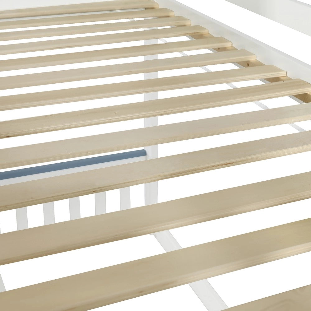 Letto a Castello Bambini con Scala e Cassetti ¨C Xylo ¨C Pino/MDF, Bianco e Blu, 90x200