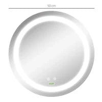 kleankin Specchio Bagno Rotondo con Luce LED Regolabile e Funzione Anti Appannamento, Ø50cm