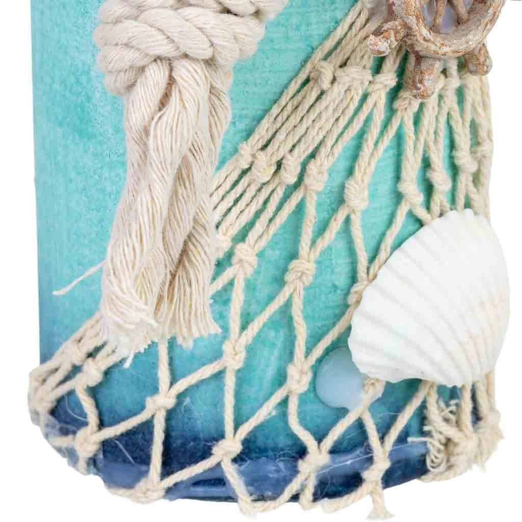 Decorazione da appendere in legno blu, 7,5x7,5x26 cm