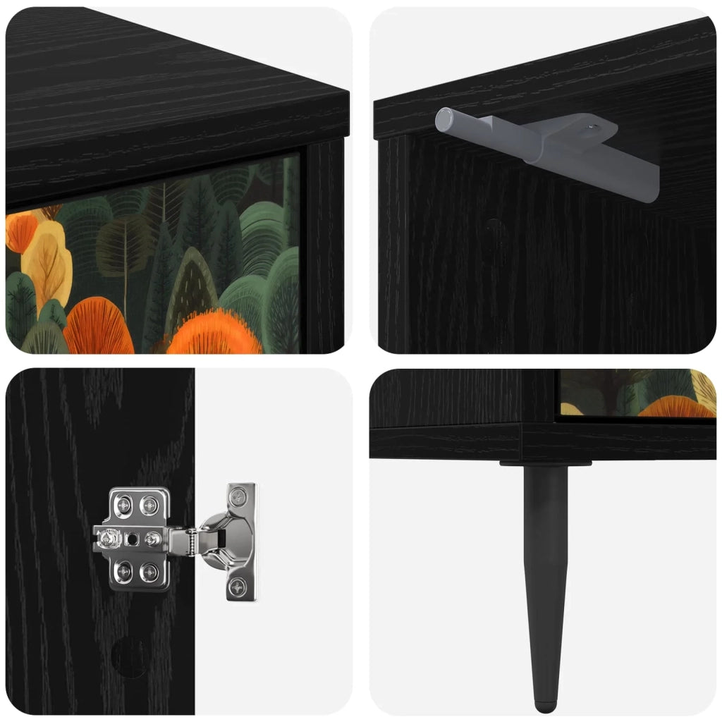 Armadio da Notte ZAANDAM 2 pz Rovere Nero 36 x 33 x 51 cm 8007252