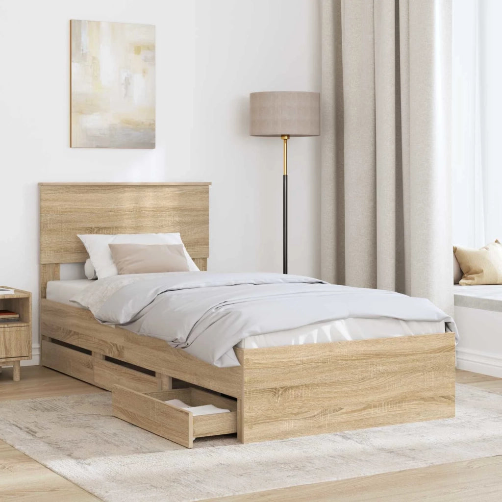 Struttura del letto con cassetto Rovere Sonoma 100 x 200 cm