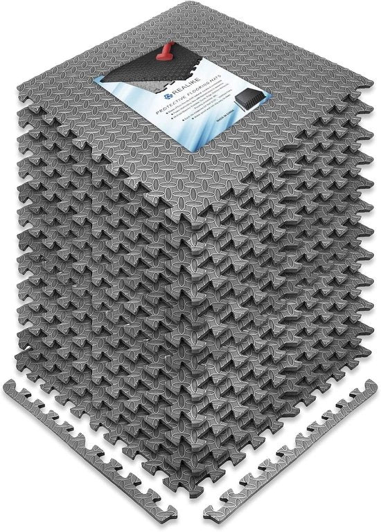 Tappeto di schiuma per pavimento - Ideale per la palestra - 12 pezzi - Grigio - EVA