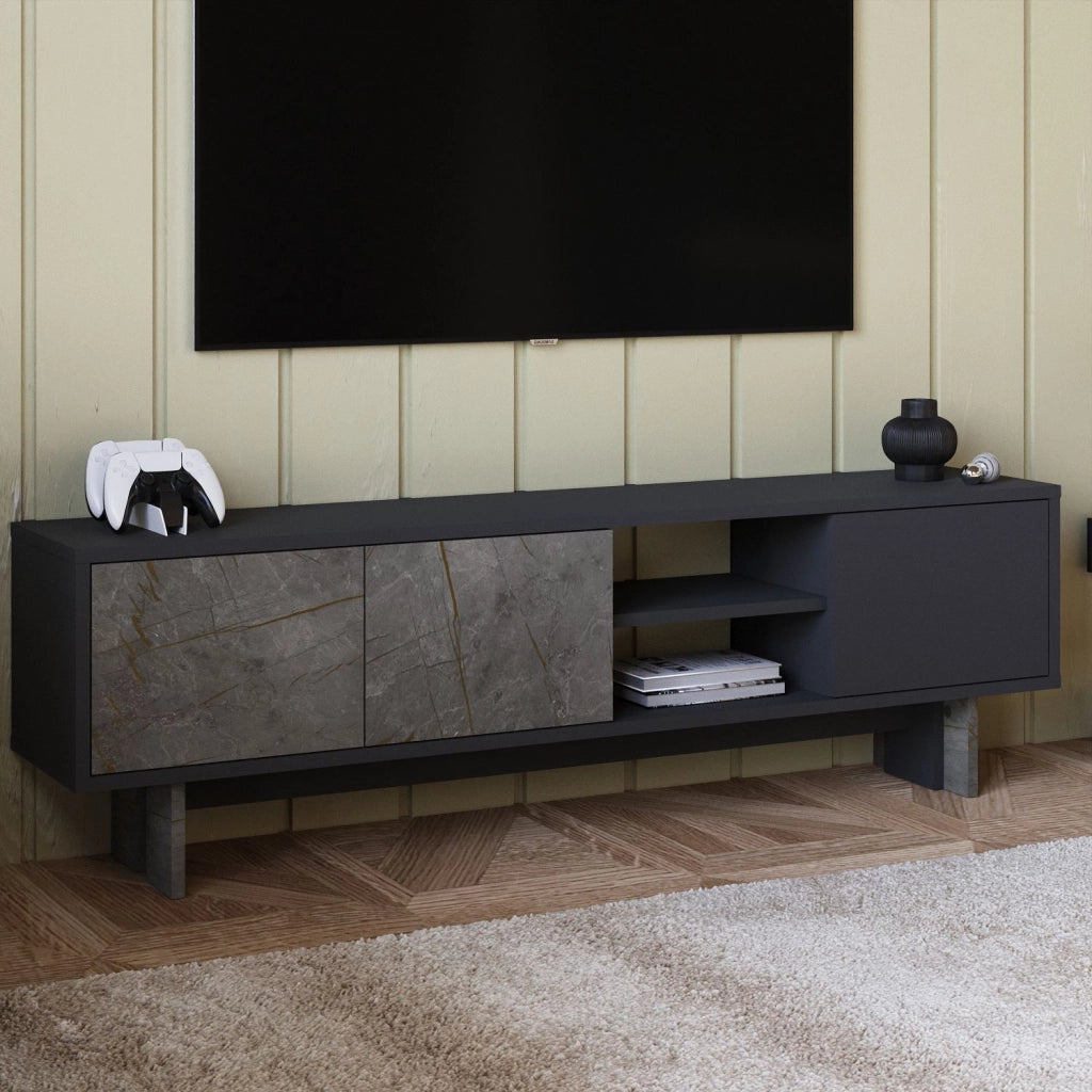 Mobile TV in legno "Ravello" - 150 x 30 x 45 cm - Grigio antracite