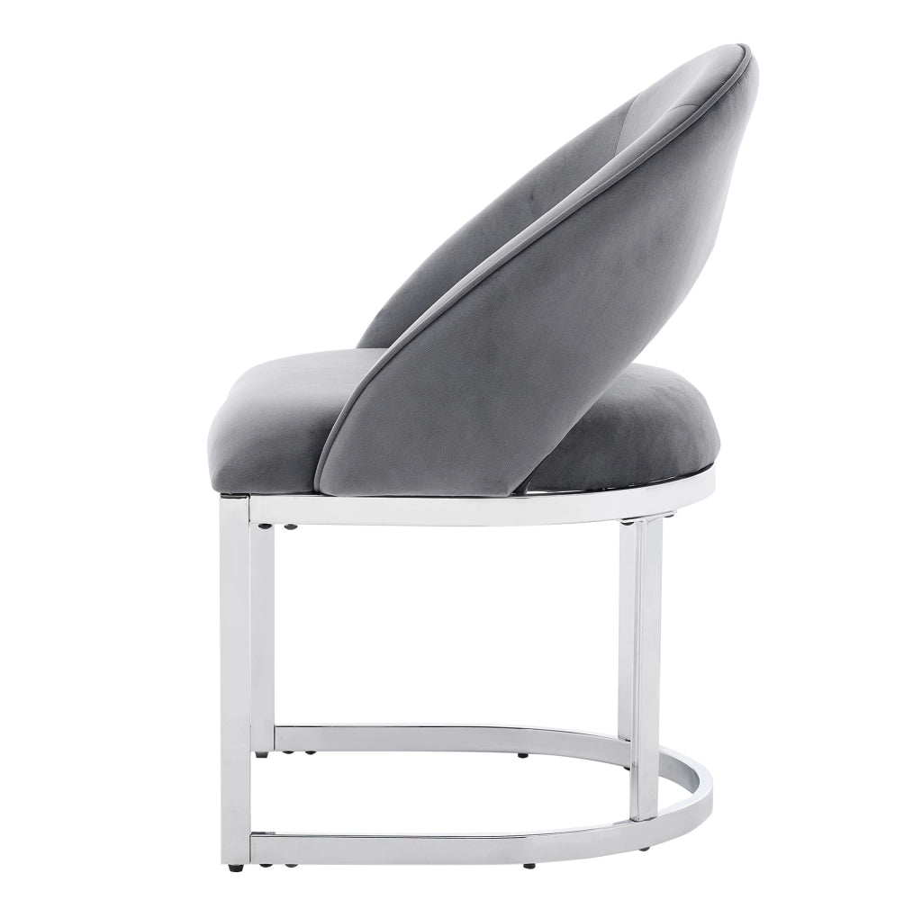 Set di 4 sedie da pranzo in velluto grigio con gambe argento