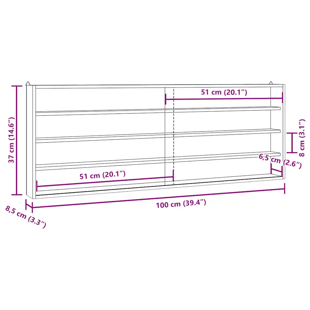 Teca da Collezione in Legno con Porte 100x8,5x37 cm 4017388