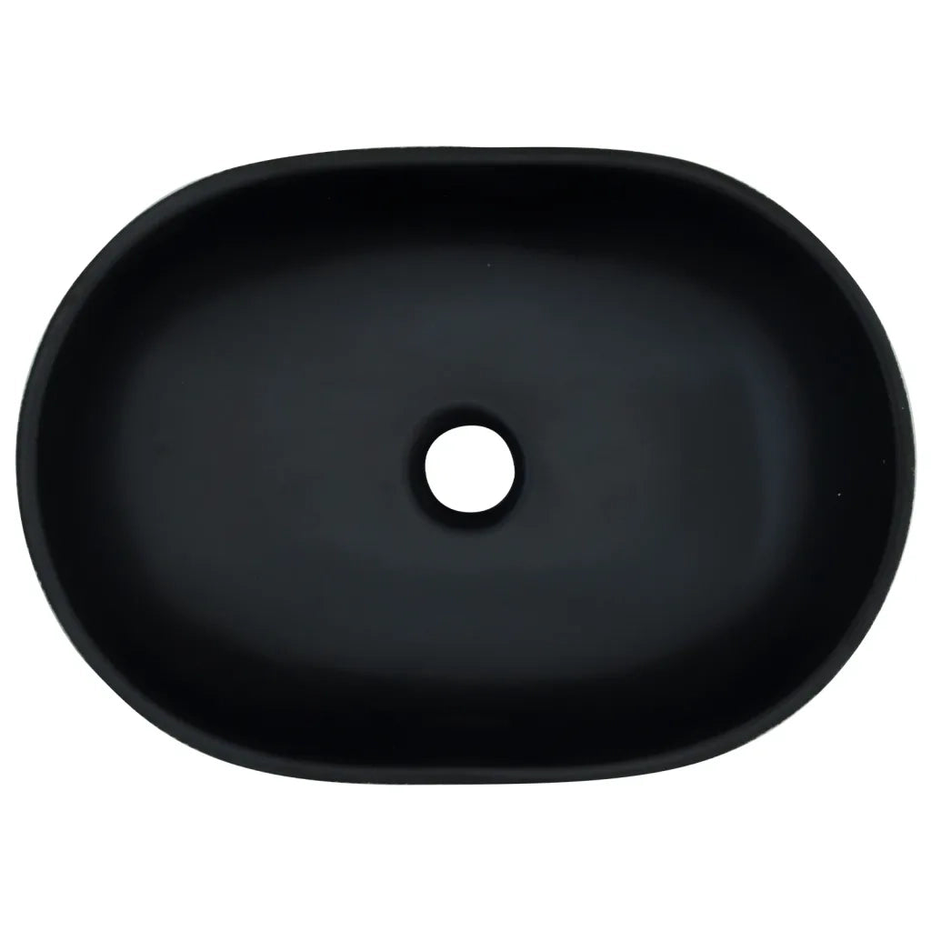 Lavabo da Appoggio Nero e Grigio Ovale 47x33x13 cm Ceramica CFW6053795
