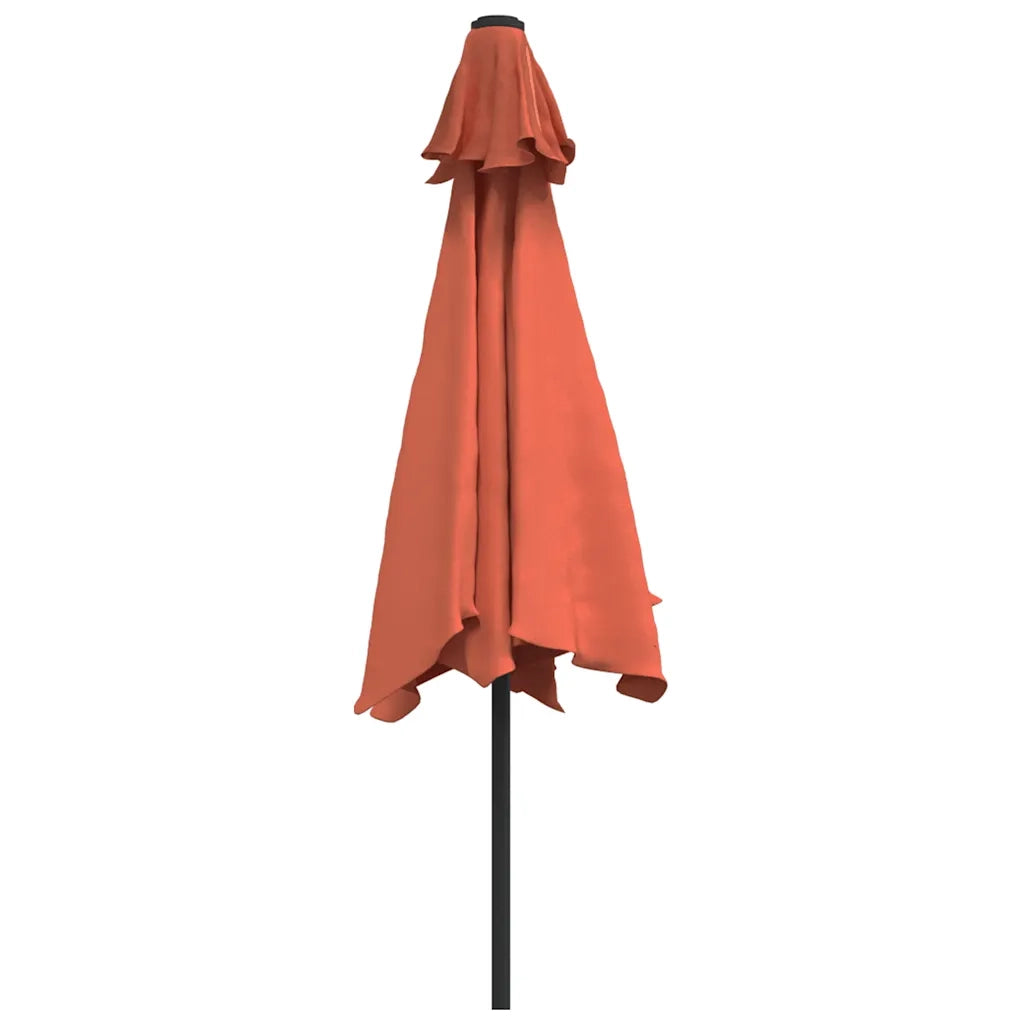 Ombrellone da Giardino con LED e Palo Acciaio 300 cm Terracotta 313757