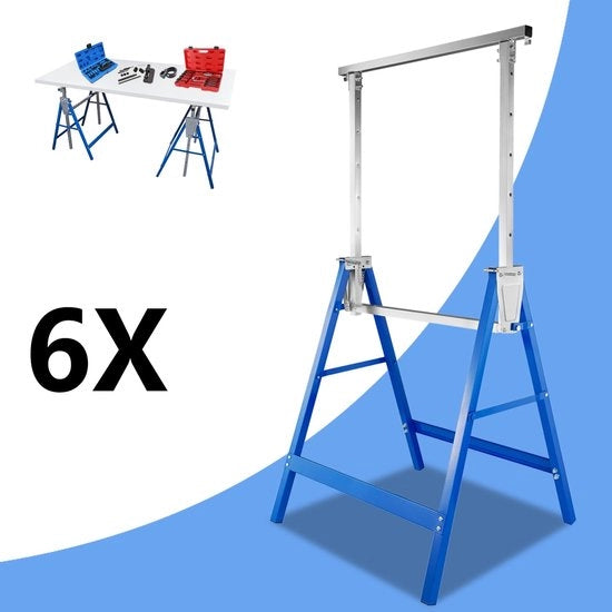 Cassa di lavoro in acciaio - 7 altezze regolabili - ripiegabile - max. 200 kg - blu