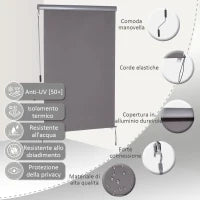 Tenda Avvolgibile Parasole con Manovella, Installazione a Muro o Soffitto, 120x200cm, Grigio