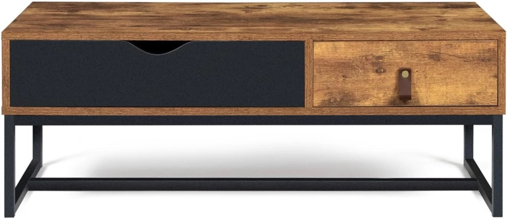 Tavolino rettangolare CHICAGO, 2 cassetti, design industriale