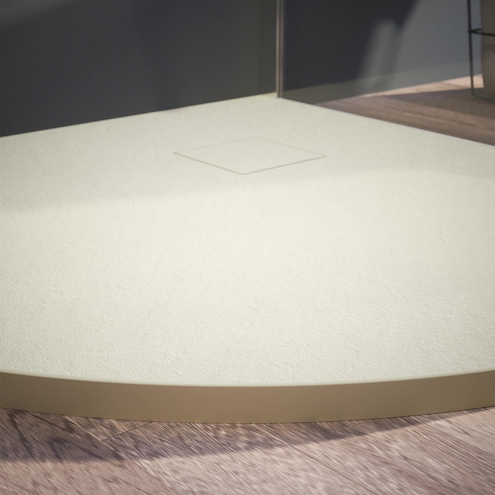 Piatto doccia 80x80 cm semicircolare colore avorio effetto pietra | Samos