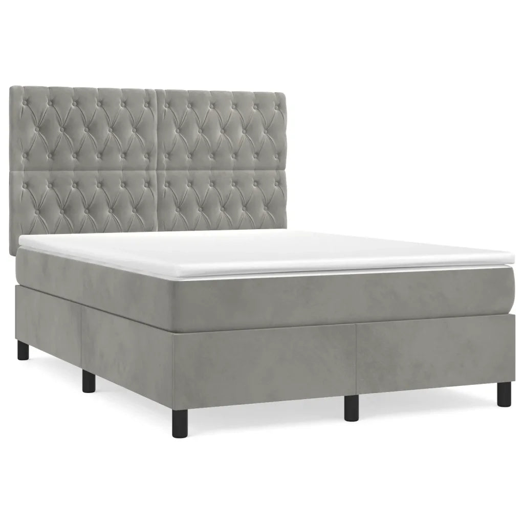 Giroletto a Molle con Materasso Grigio Chiaro 140x200cm Velluto 3143205