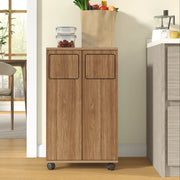 Mobile Raccolta Differenziata 2 Ante con Ruote ¨C Xylo ¨C Rovere, 46.7x35x80 cm
