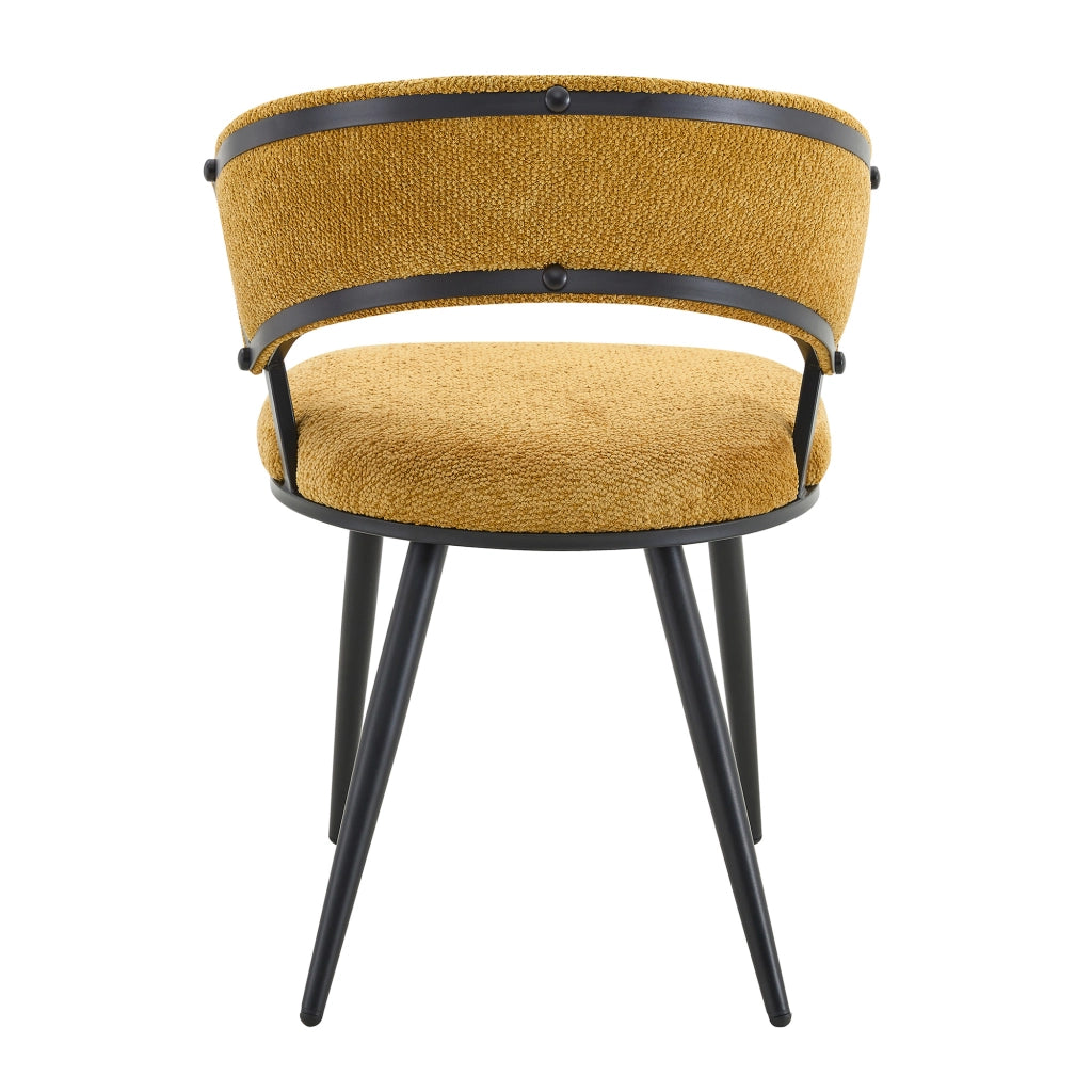 Sedia da sala da pranzo Set da 2 con Schienale Avvolgente Ergonomico, Gambe in Metallo, Velluto Giallo e Nero
