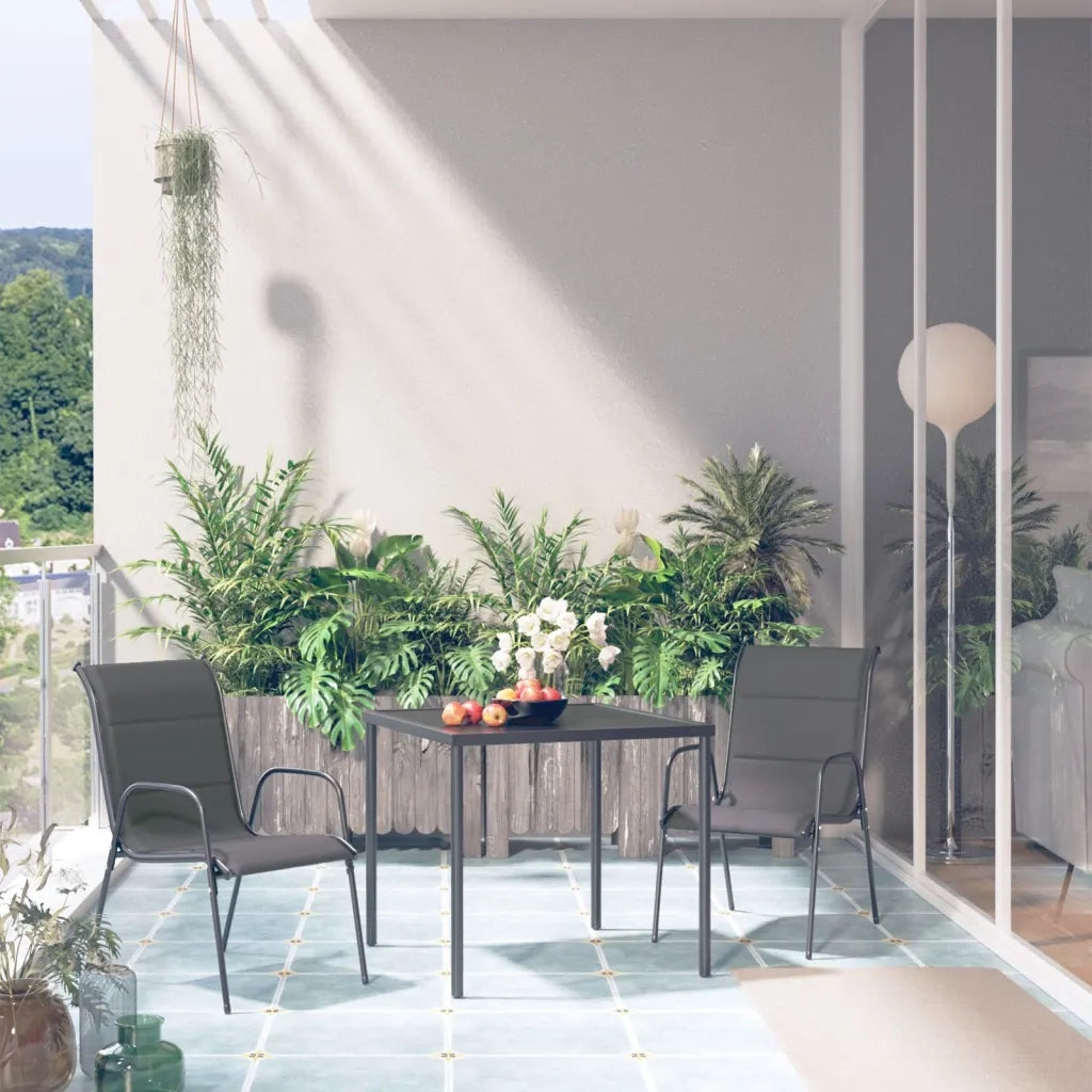 Set da Pranzo da Giardino 3 pz in Acciaio Antracite