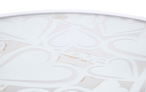 Tavolinetti Bianco Harts Coppia Ø43x60-38x55 cm in Ferro e Vetro Bianco