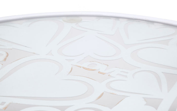 Tavolinetti Bianco Harts Coppia Ø43x60-38x55 cm in Ferro e Vetro Bianco