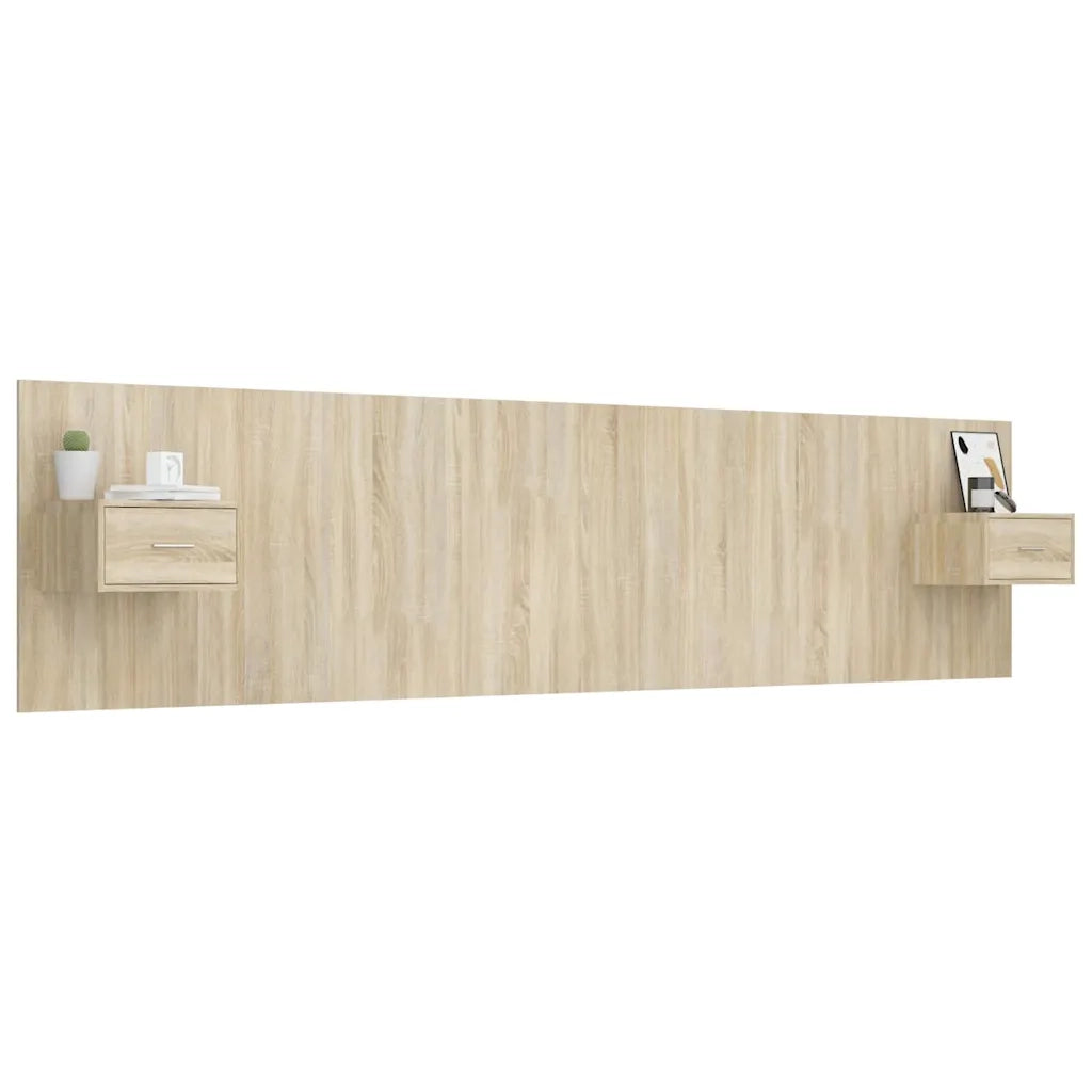 Testiera Letto con Comodini in Legno Multistrato Rovere Sonoma 3115750