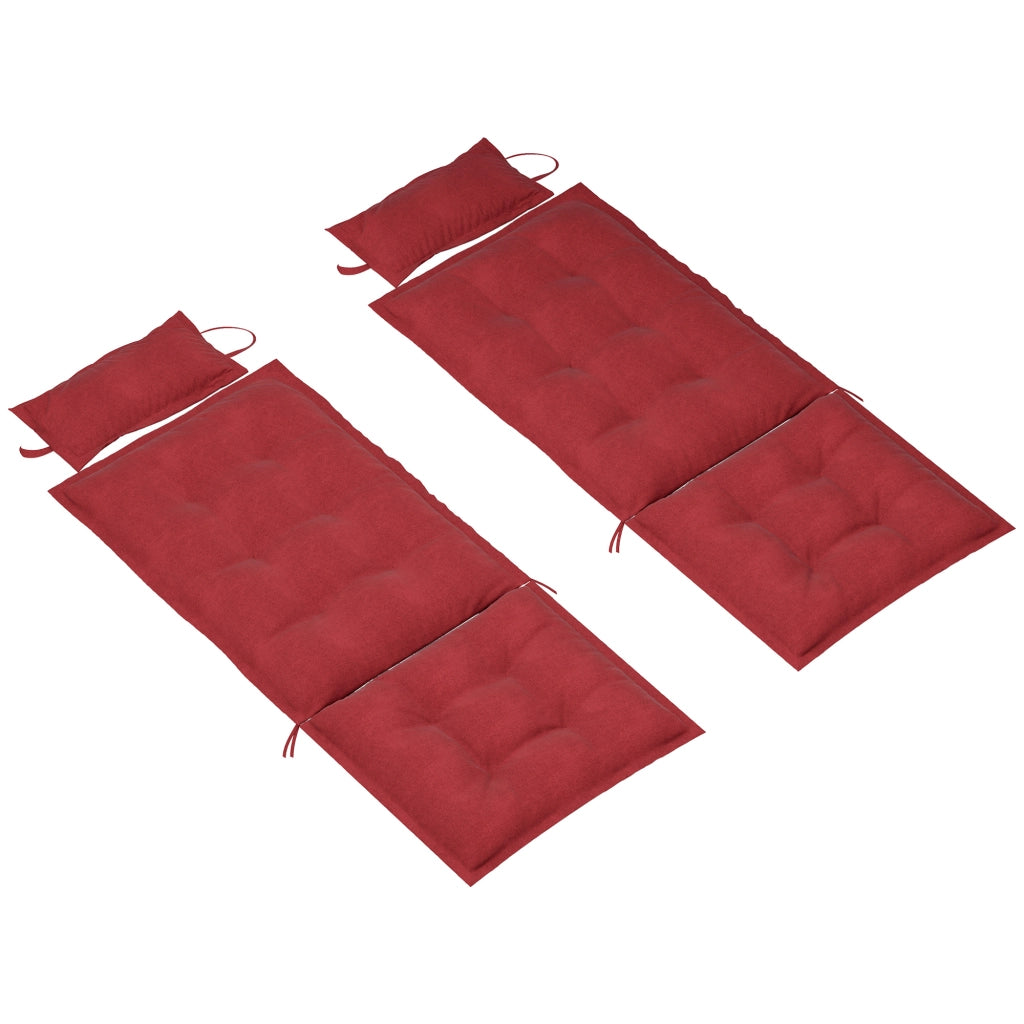 Set di 2 cuscini per sdraio Cushion idrorepellente per sdraio da giardino 50x116x5 cm; Rosso Vino