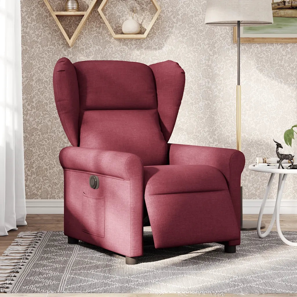 vidaXL Poltrona Elettrica Reclinabile Rosso Vino in Tessuto