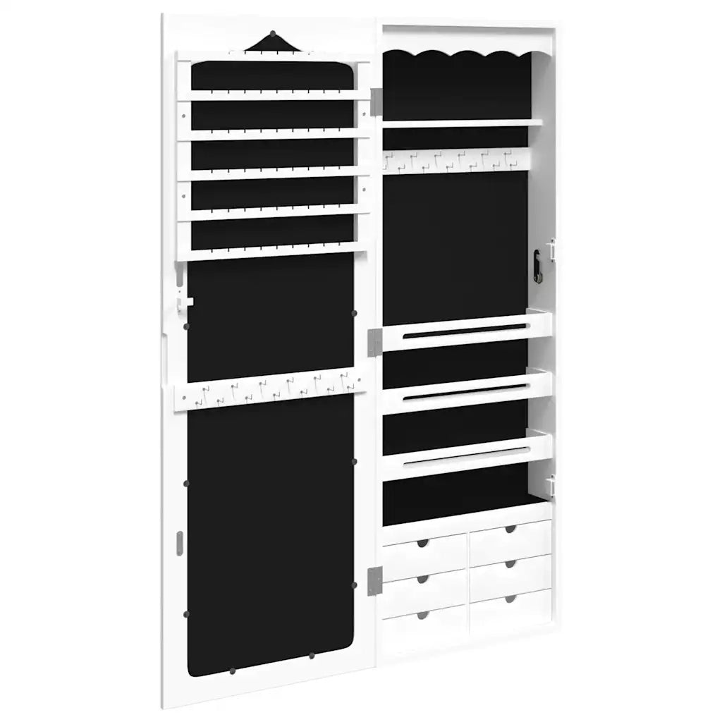 Armadio Portagioie con Specchio a Muro-Specchiera Portagioie Bianco 37,5x10x106 cm 514223