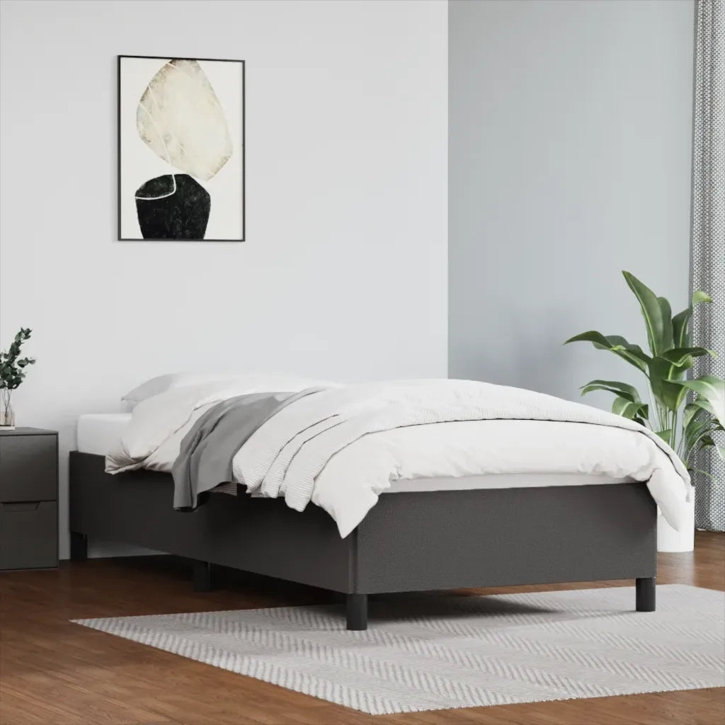 Letto singolo | Letto per adulti | Giroletto Grigio 80x200 cm in Similpelle