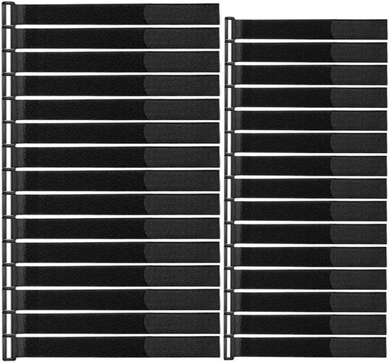 Set di Cinture per Cavi in Nylon da 30 pezzi Nero, Cinture per Cavi Reutilizzabili e Adattabili, Cinture Cinch Multifunzionali 20 cm/30 cm.