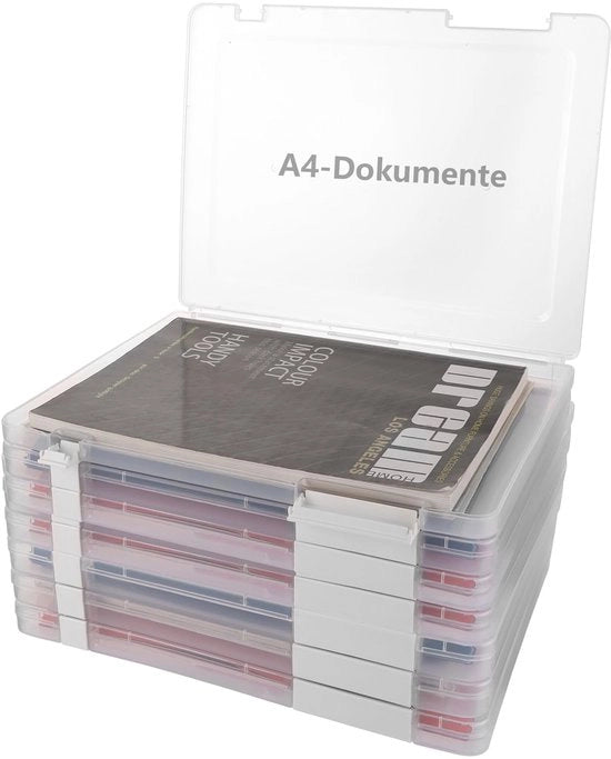 Scatola per documenti A4 in plastica da 6 pezzi, Scatola di archiviazione A4, Scatola per conservazione dei documenti A4, Organizzatore per classi