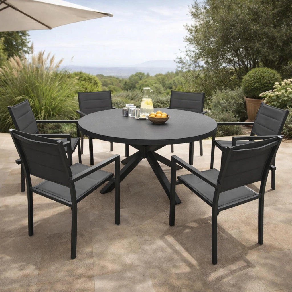 Set 6 posti in textilene grigio GIALOVA - alluminio antracite