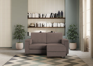 Divano 2 Posti con Pouf 168x145x85 cm Marrak in Tessuto Talpa
