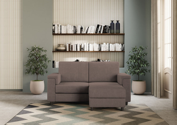 Divano 2 Posti con Pouf 168x145x85 cm Marrak in Tessuto Talpa