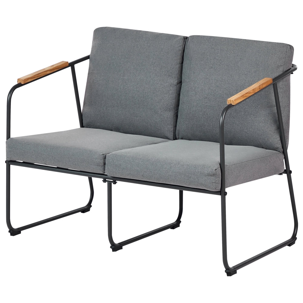 Set da giardino 4 posti in acciaio con tavolo grigio stile industriale