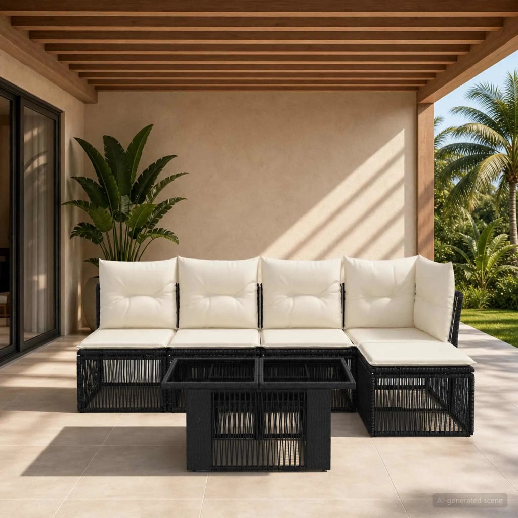 Set Divano da Giardino 6 pz Nero polyrattan 3436453