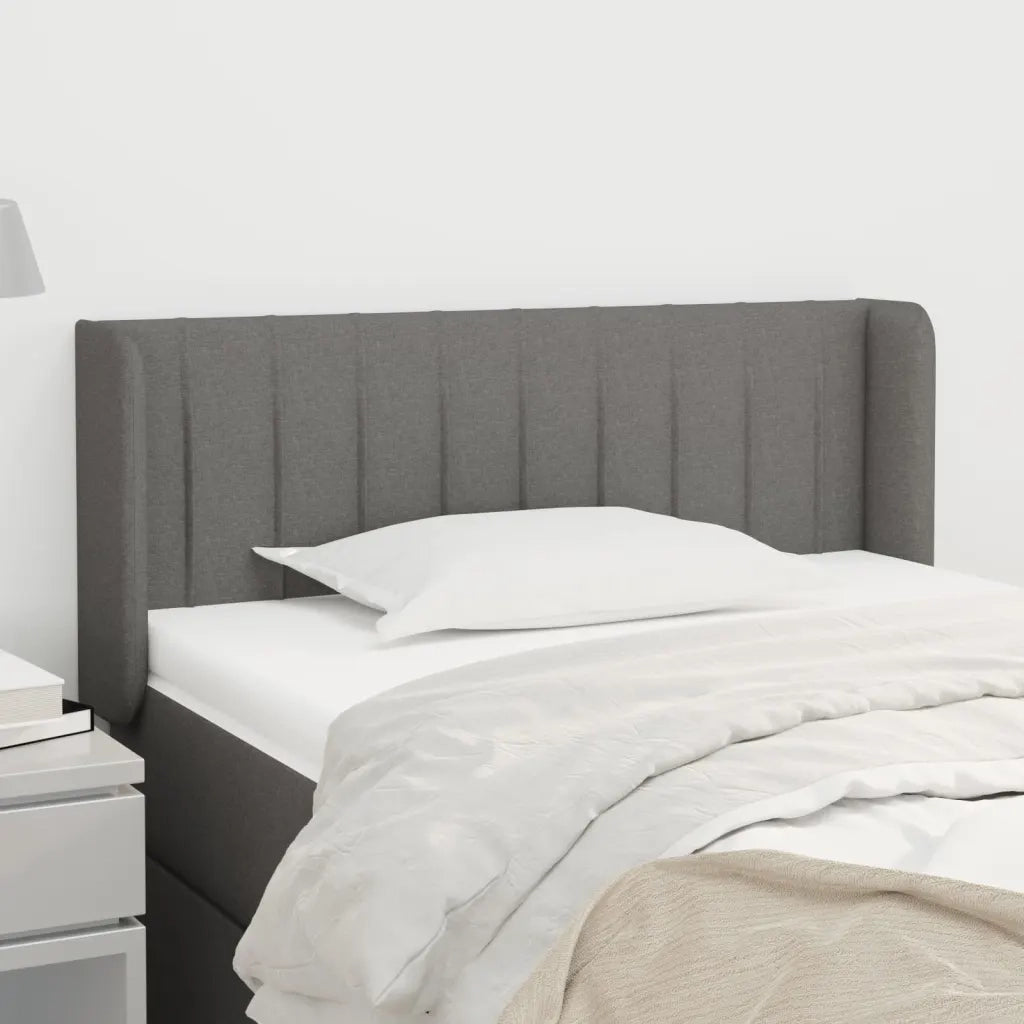 Testiera | Testata ad Orecchio Grigio Scuro 83x16x78/88 cm in Tessuto