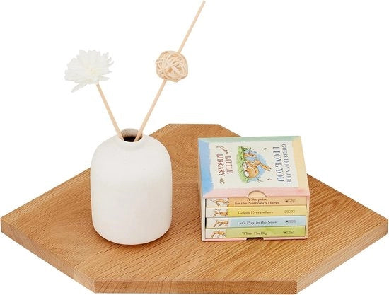 Plank orizzontale da appendere, 18 cm, angolo in legno di quercia, pannello per parete, legno massello, piccole tavole galleggianti, pannello per angolo per piante, camera da letto, soggiorno, cucina.