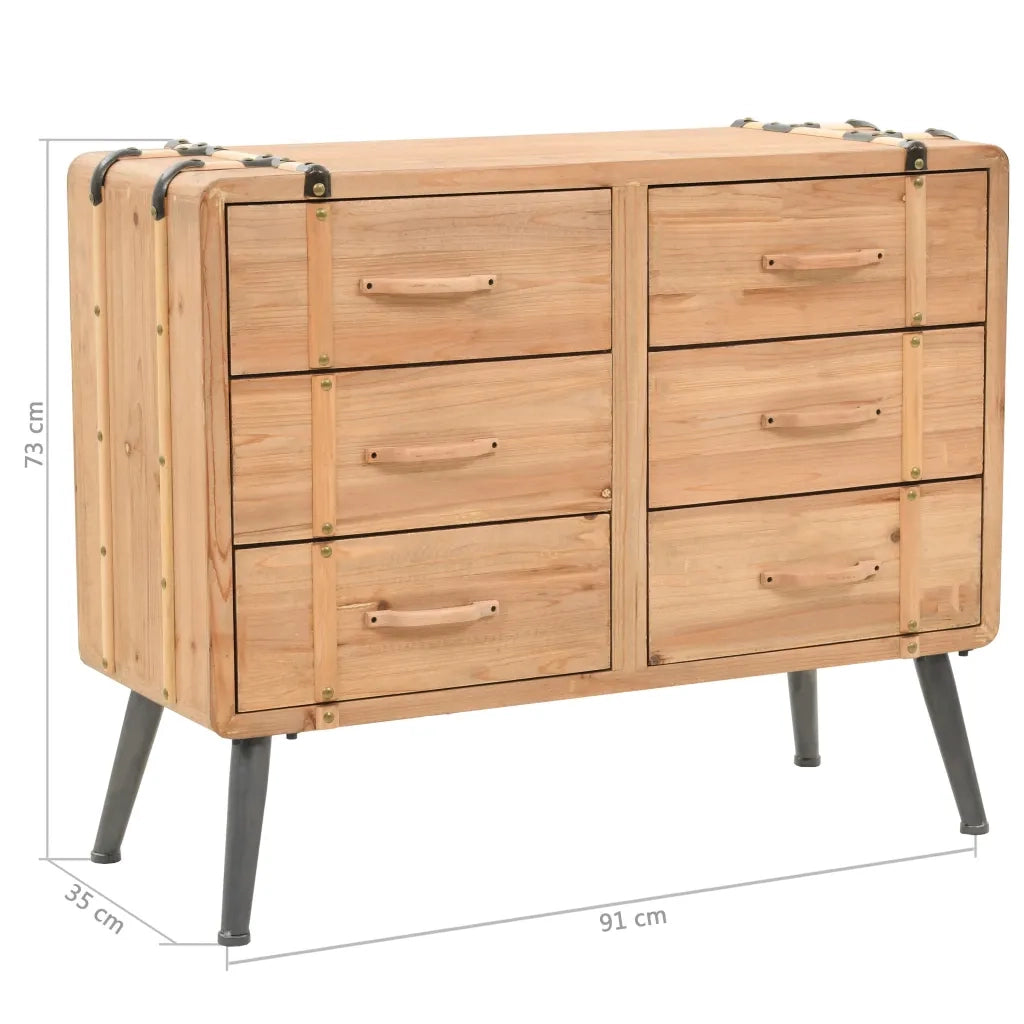 Cassettiera in Legno Massello di Abete 91x35x73 cm 245774