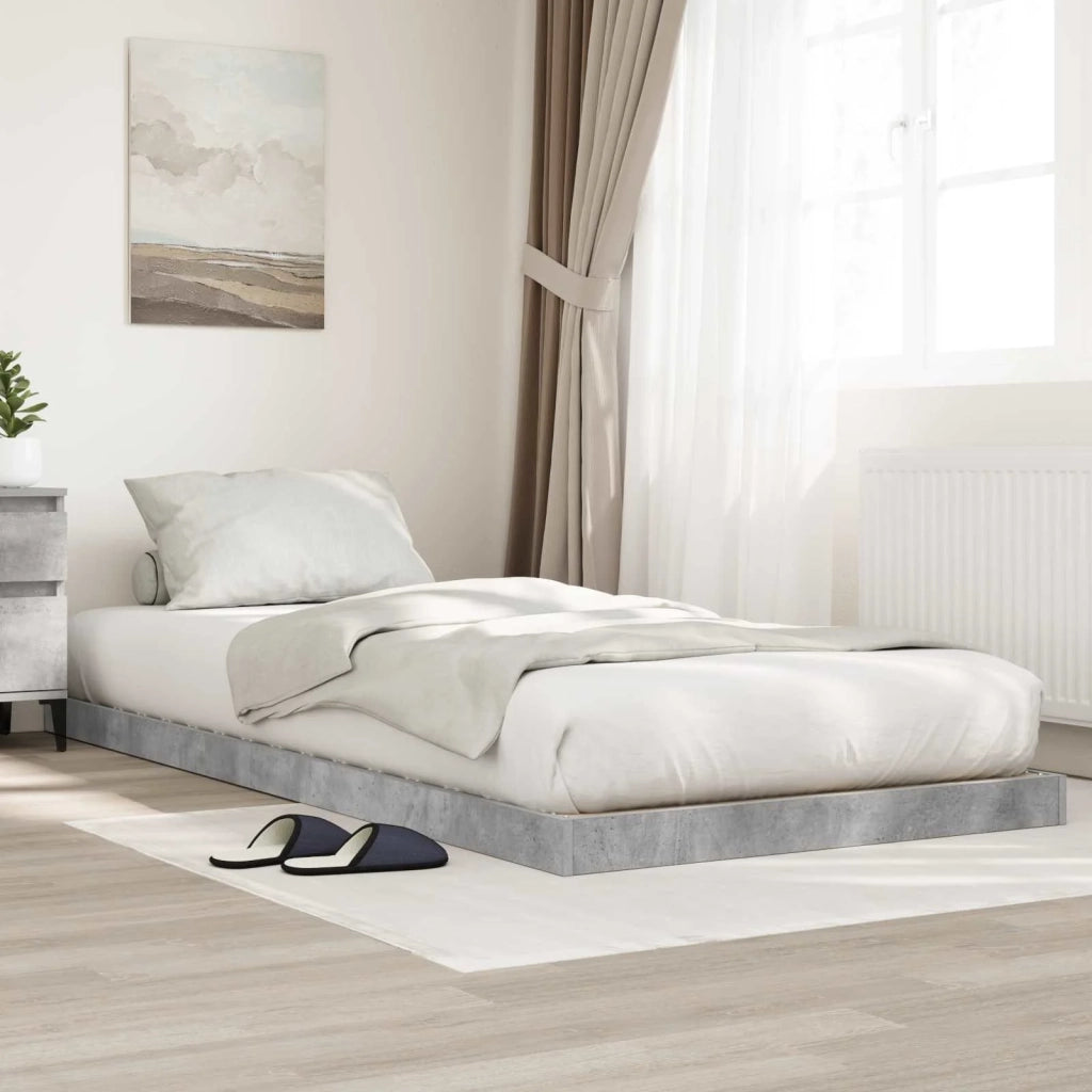 Struttura letto a terra Grigio cemento 100 x 200 cm 893551