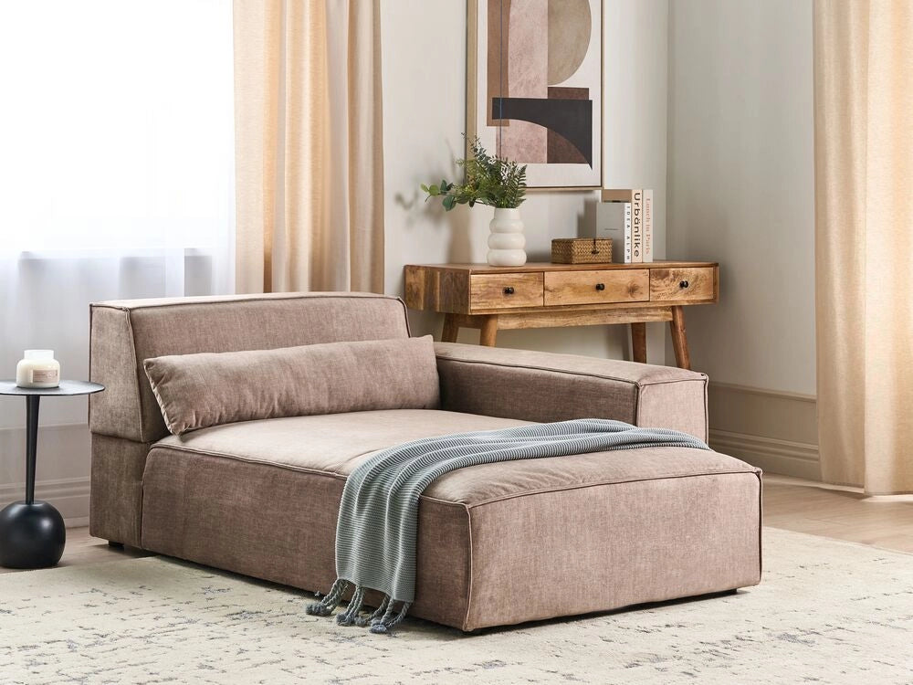 Chaise Lounge sinistra Tappezzeria in velluto marrone Gambe sintetiche Mano sinistra Soggiorno moderno